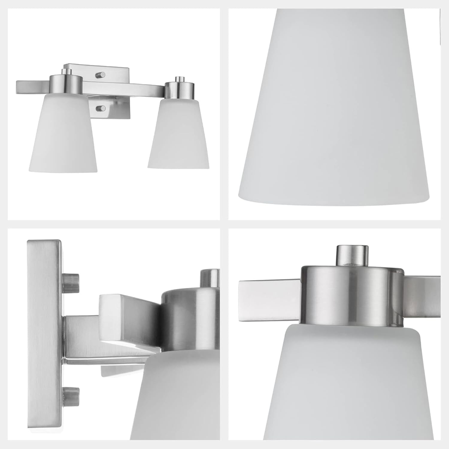Prominence Home Fairendale 2 Light Brushed Nickel Bathroom Vanity Light with Frosted Glass