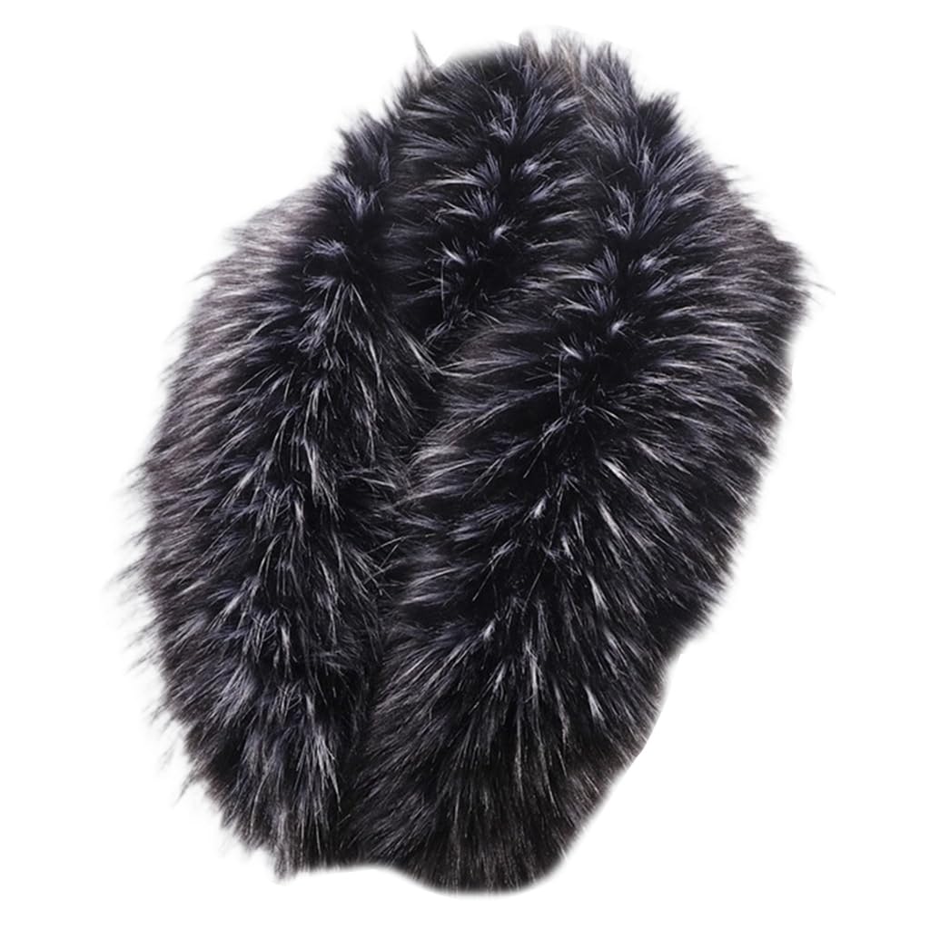 Xagmodshn Unisex Black White Women's Furry Plush Collar Trim For Hoods Replacement Shawl Large Scarf Wrap Stoles Winter Neck Warmer Coat Accessory