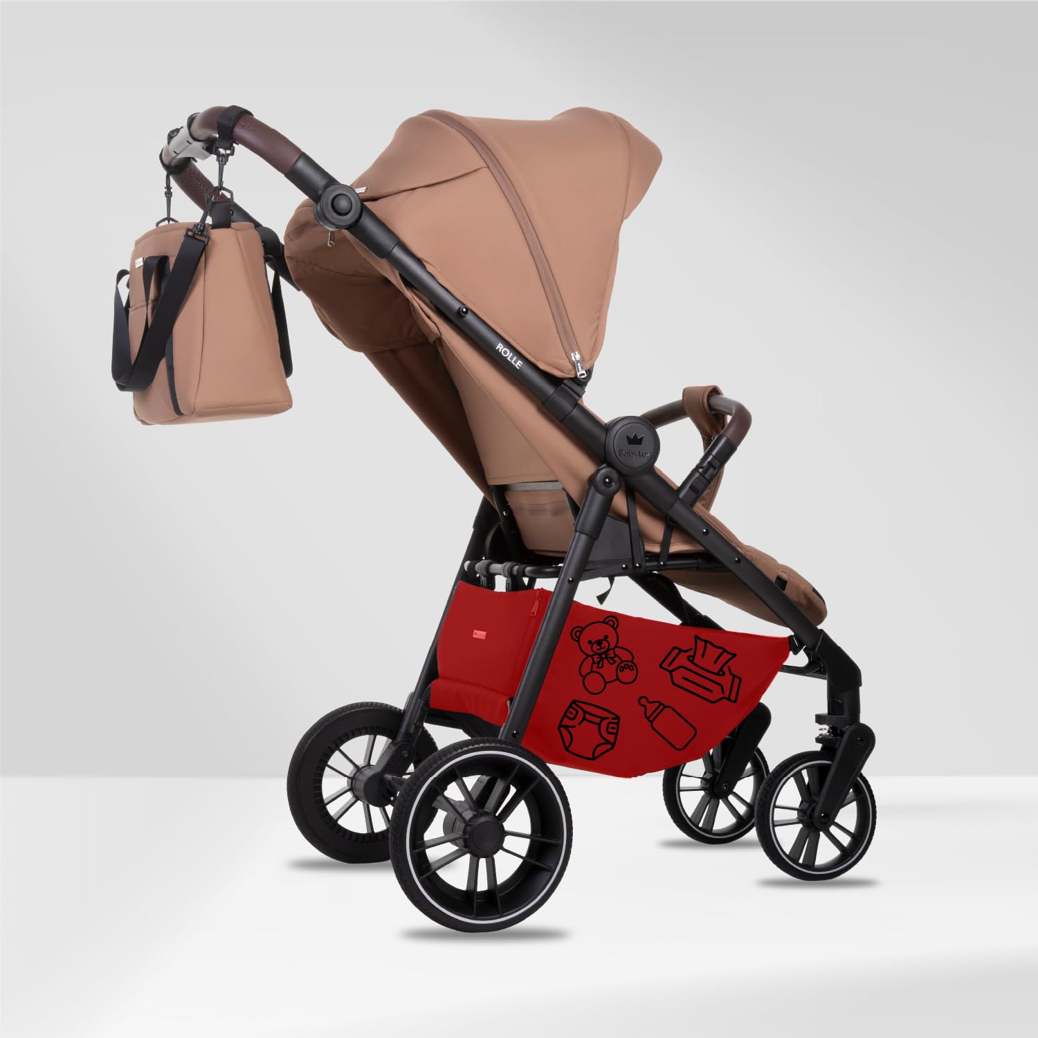 Babylux Passeggino Leggero da Viaggio ROLLE con Funzione Reclinabile, Sand | Passeggino Pieghevole, Manubrio Telescopico, Ripiegabile In Modo Compatto, Borsa Per Pannolini E Viaggio E Altri Accessori