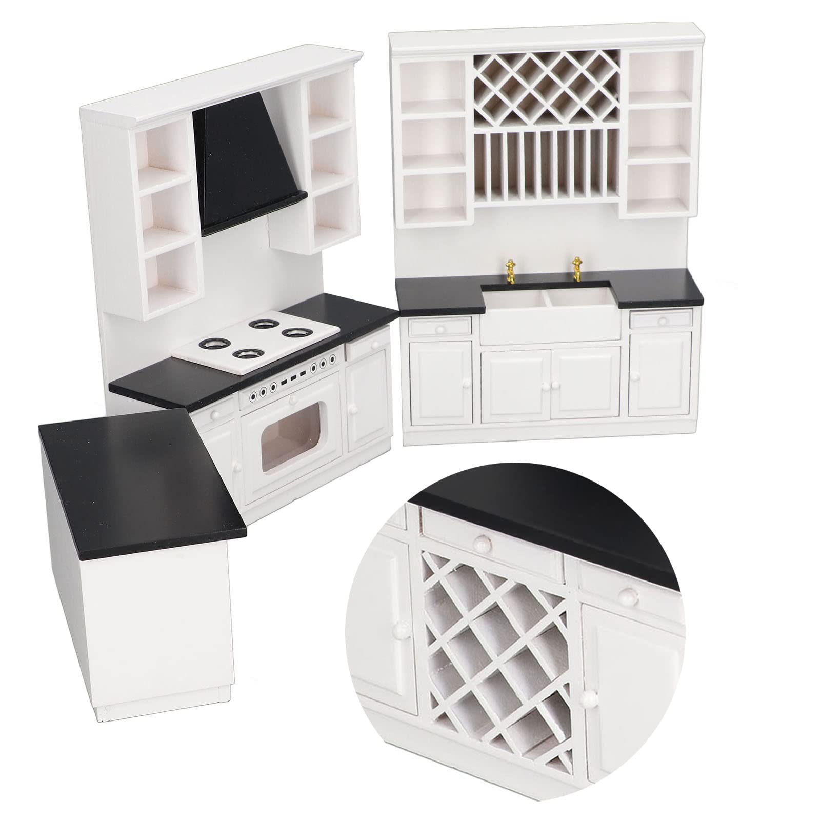 Schimer Set di Armadietti da Cucina per Casa delle Bambole Eleganti