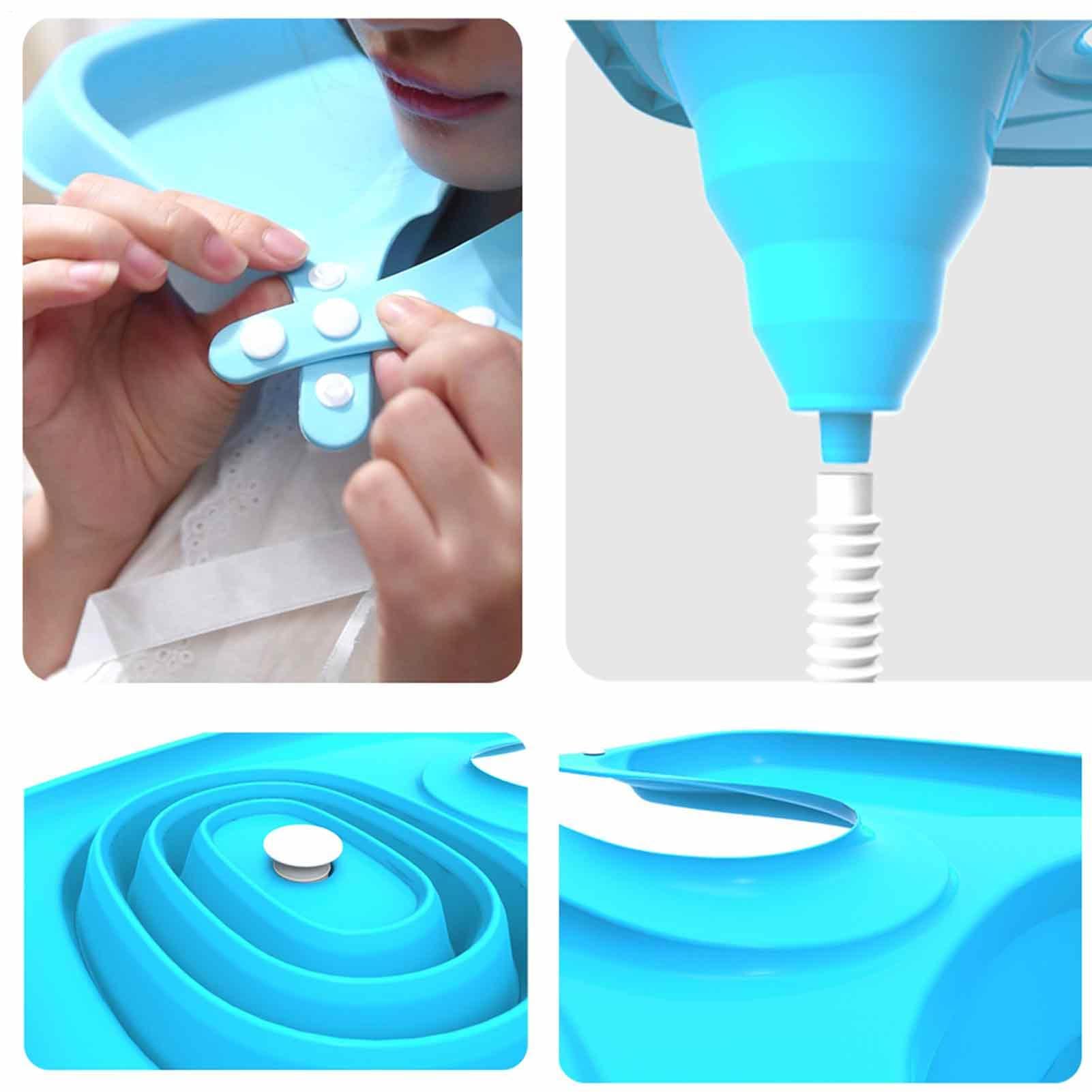 Cuenco plegable para lavabos con champú con manguera de drenaje de 1,5 m, 51,5 x 40,1 x 26,2 cm, bandeja portátil de TPE para lavar el cabello en casa para discapacitados, personas mayores, mujeres