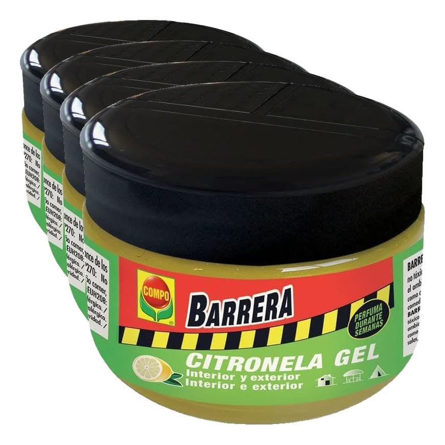 COMPO Barrera de Insectos Citronela, Perfuma durante semanas, Gel, 125g (Paquete de 4)