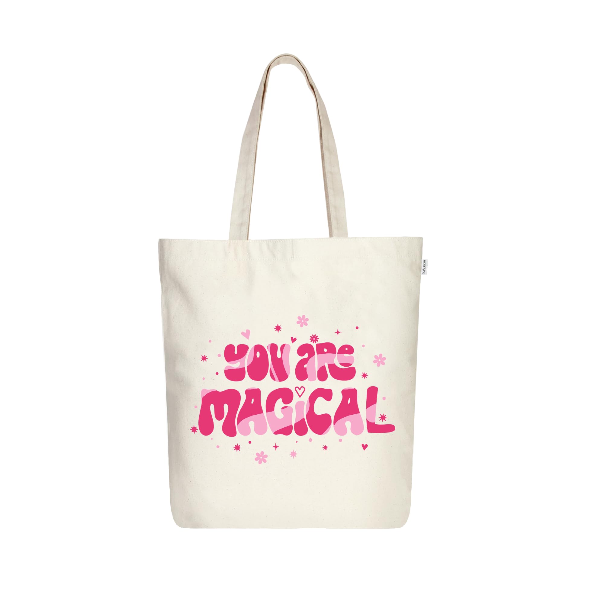 Eco Right Aesthetic Canvas Tote Bags for Women, Reusable Tote Bag with Zip, Ideal for Grocery, Shopping, Travel, School