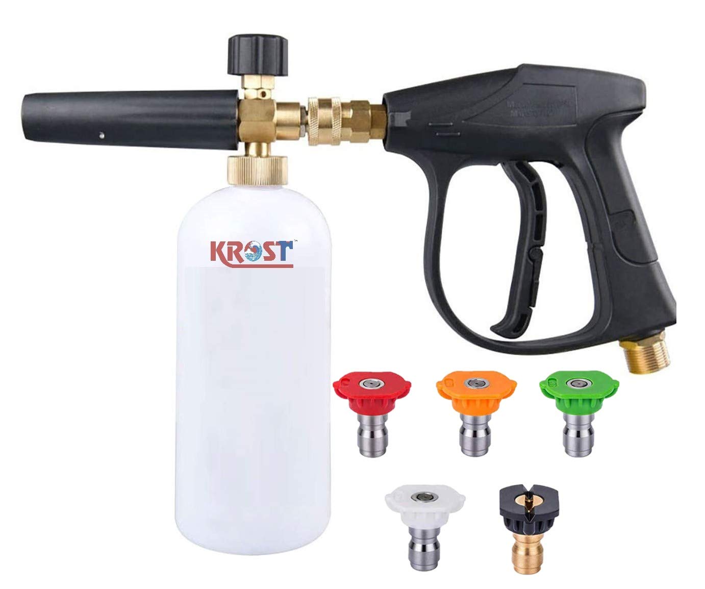 KROST Pressure Washer Gun | Foam Lance | Foam Cannon Adjustable Jet Wash Quick Release 5 Pressure Washer Nozzles. (0° Nozzle), Brass (B08T5J6F9J) Amazon Price History, Amazon Price Tracker