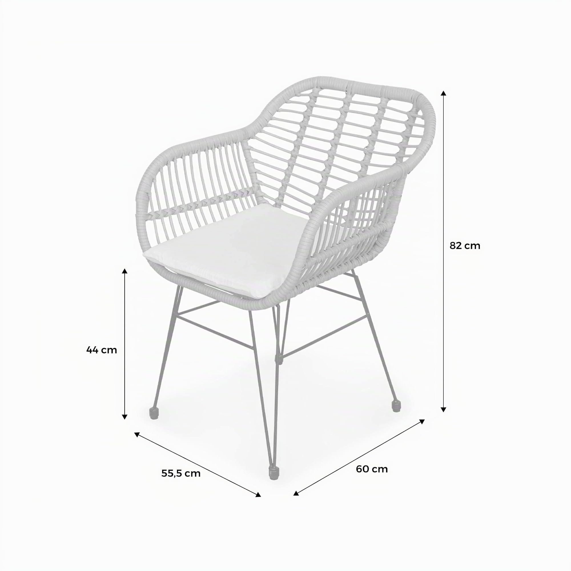 Alice's Garden - Lot de Deux fauteuils Effet rotin- résine et métal Noir. Style Colonial. Assise Beige