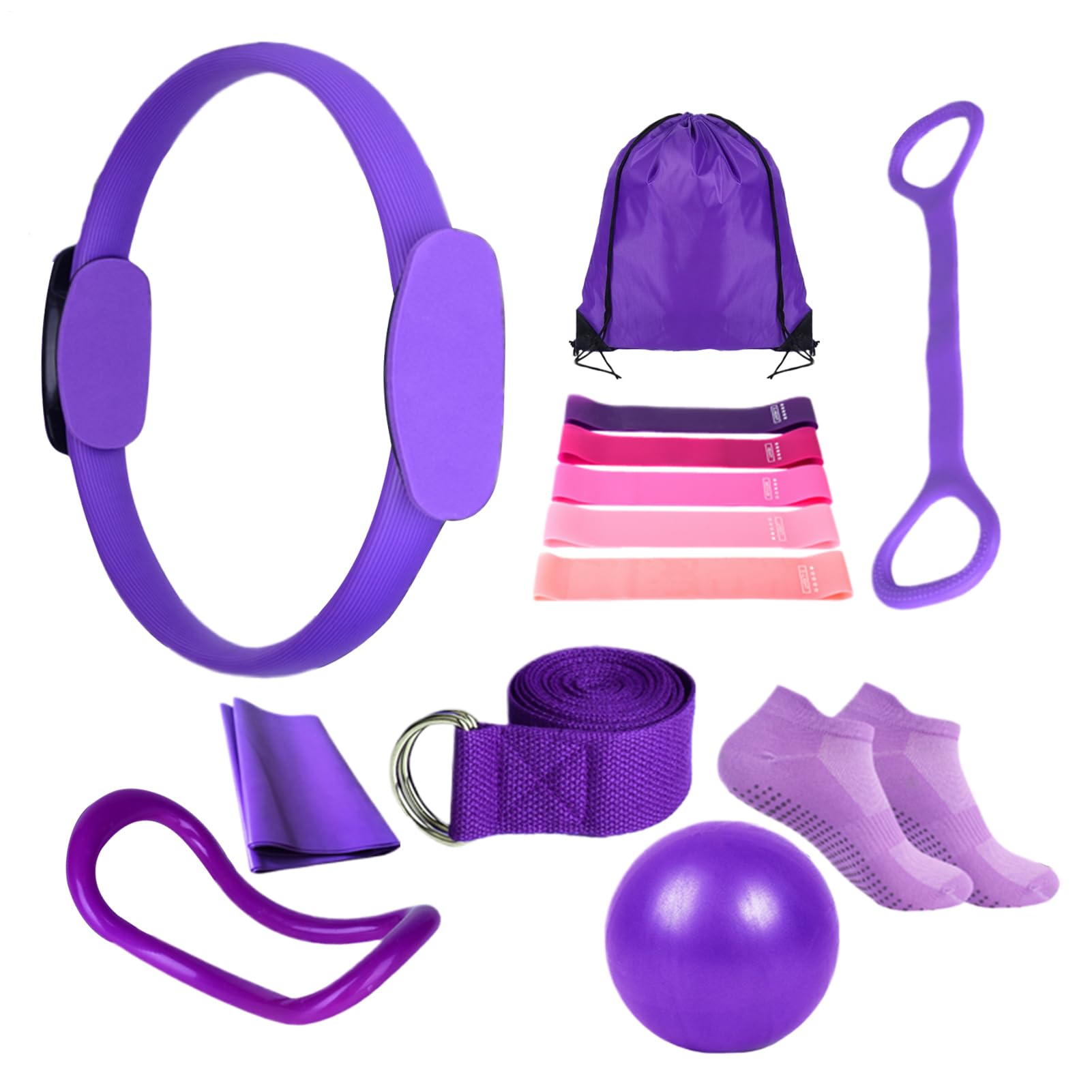 Kit Pilates Maison, Ensemble Yoga Pilate Femme, Accessoires Gymnase Domicile Stabilité Flexibilité Force