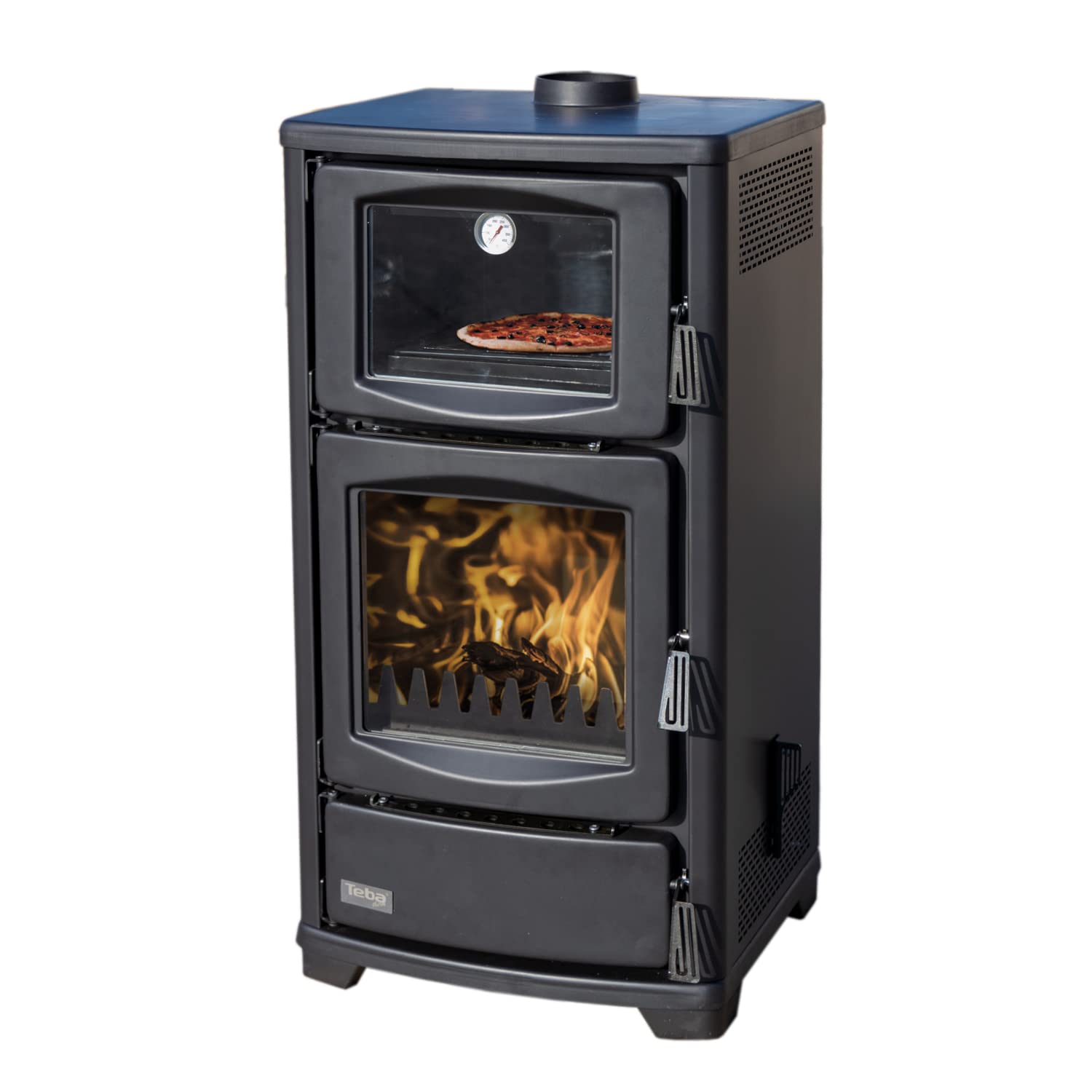 Kaminofen mit Backfach Teba TS 16 Mehrfachbelegung Holzofen 8 kW Kamin Ofen Holz Holzherd Küchenofen