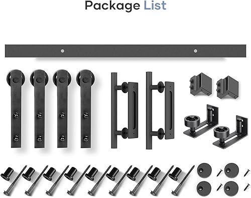 Miniatura 7 de EaseLife Kit de riel y manija de puerta corredera doble de 12 pies, resistente, polea recta, se desliza suavemente silenciosamente, fácil de