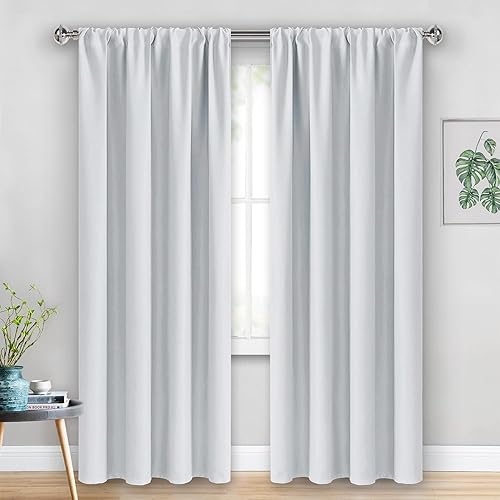 Miniatura 2 de JIUZHEN Cortinas blancas para dormitorio, con aislamiento térmico y ahorro de energía, cortinas opacas con bolsillo para barra, para sala de estar,