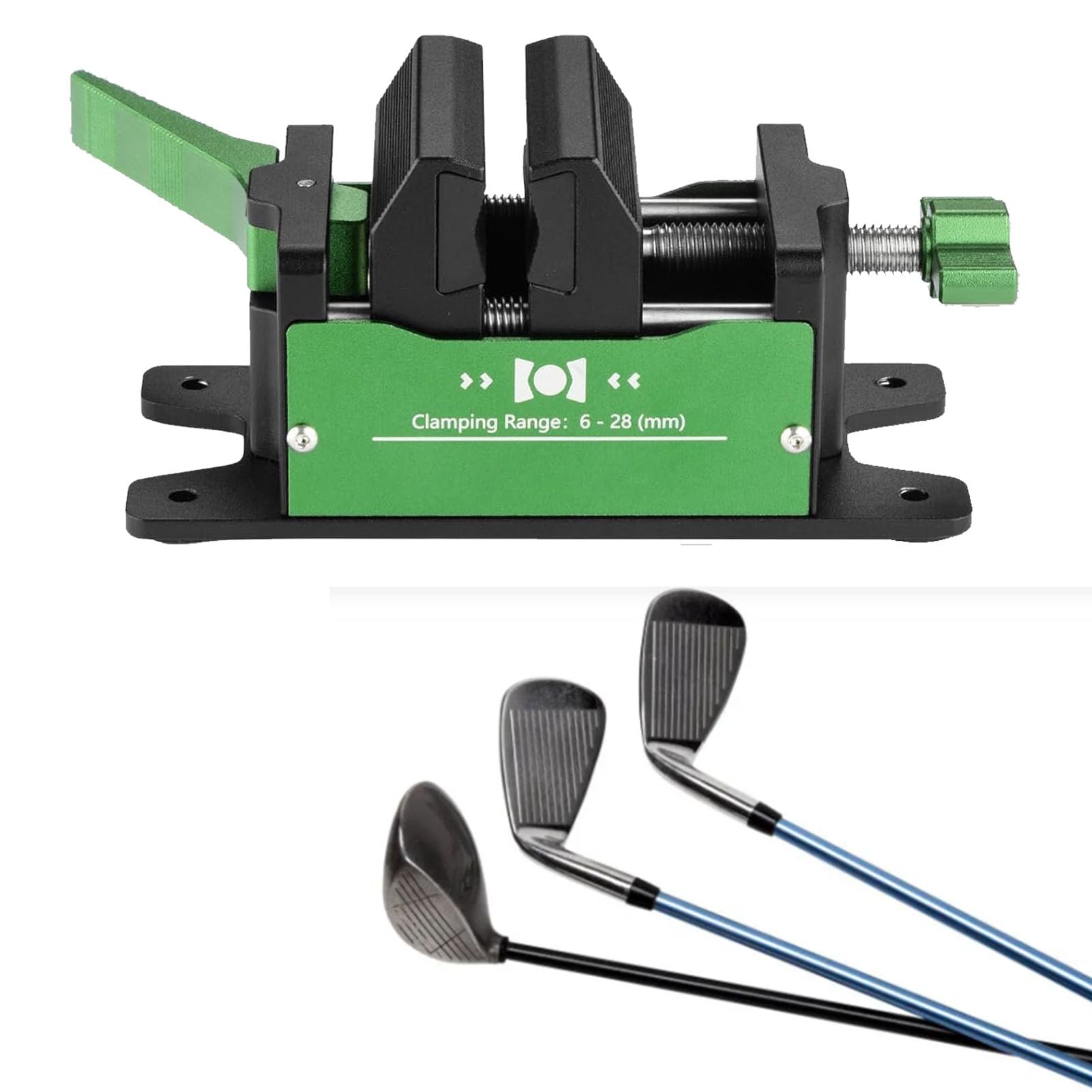 Professioneller Golfschläger-Schraubstock, Schnellspanner, Schaftklemmwerkzeug aus Aluminiumlegierung mit Gummipolstern für die Reparatur von Golfschlägern, Nachspannen, 6–