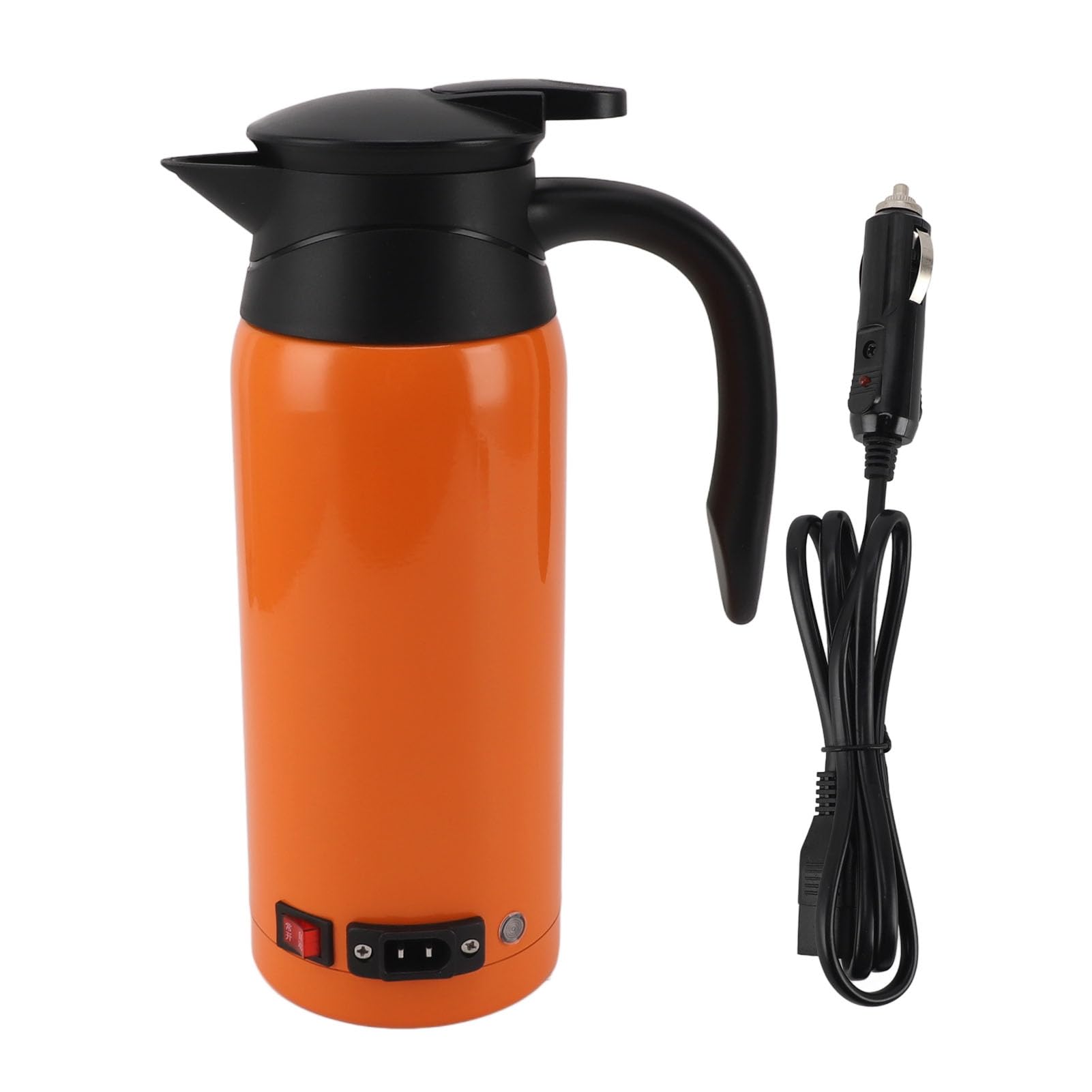 RiToEasysports Hervidor de Agua Eléctrico para Coche, Calentador de Agua de Acero Inoxidable de Ebullición Rápida de 800ml de Doble Voltaje para Negocios de Camiones y Automóviles