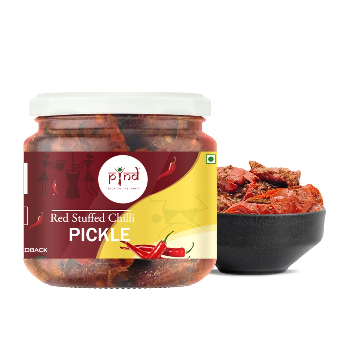 Pind Homemade Red Stuffed Chilli Pickle, Pind Da Laal Mirch Ka Achaar, 300 Gm