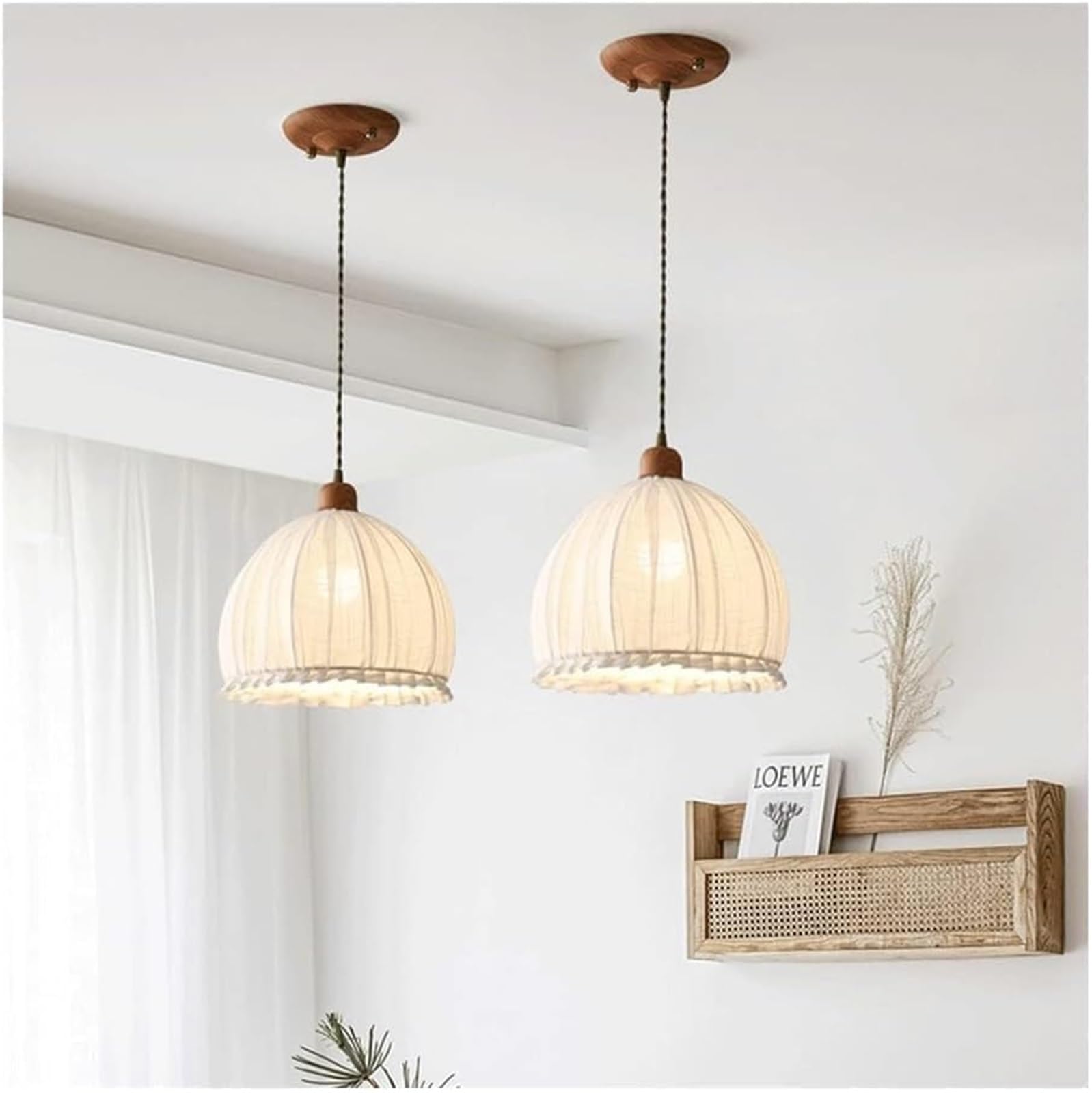 GWJKG Nowoczesne 1 bębna sufitowa ciepłe i proste wiszące lampy tkaniną cień metalowe światło wyspowe z sypialnią iluminację szklane żyrandole (białe)