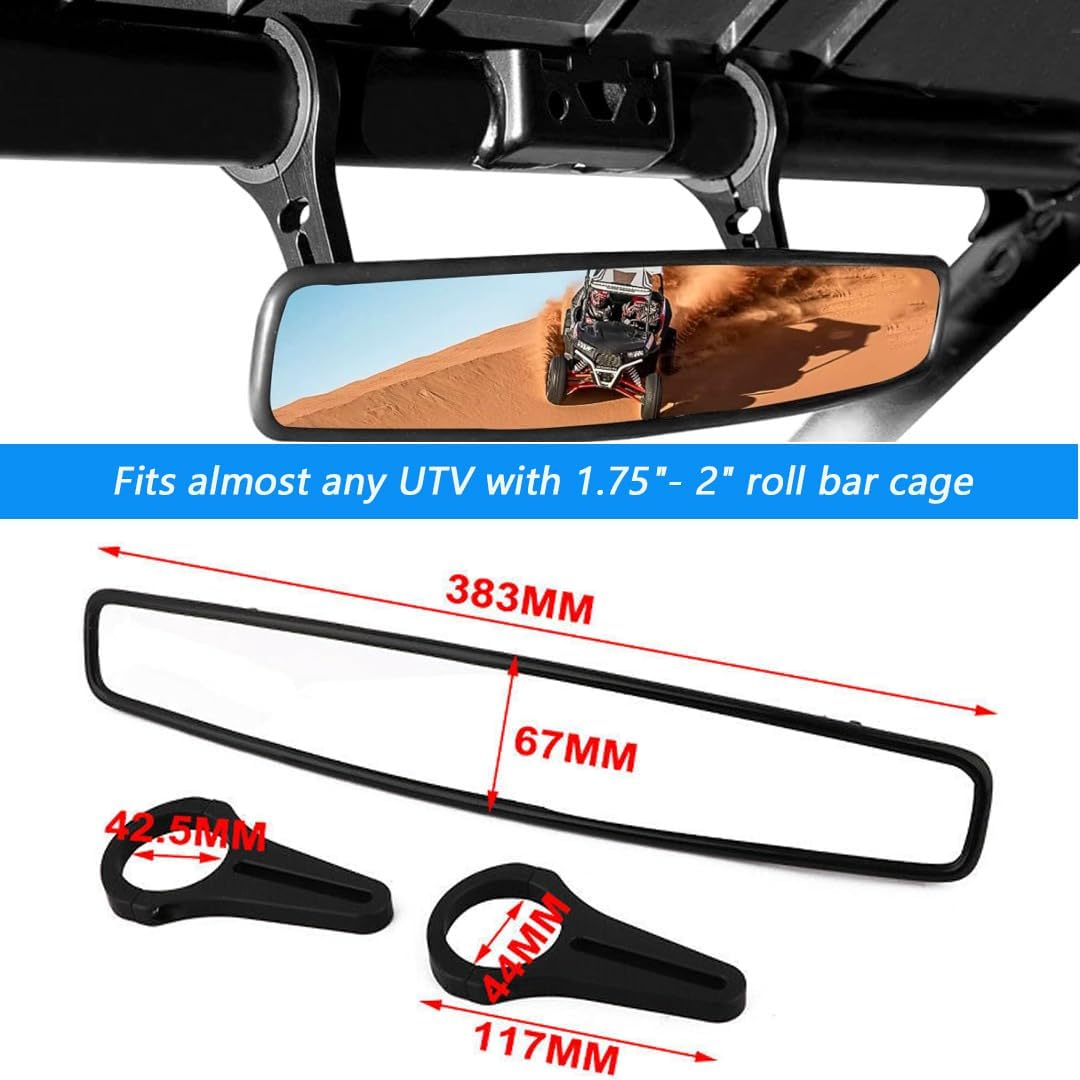UTV Rear View Mirror for Segway Villain SX10 2021 2022 2023 2024 2025 2026, Side by Side Mirror Adjustable Foldable with Shatter Resistant Glass, Fits 1.75-2 Inch Roll Cage, UTV Mirror Kit