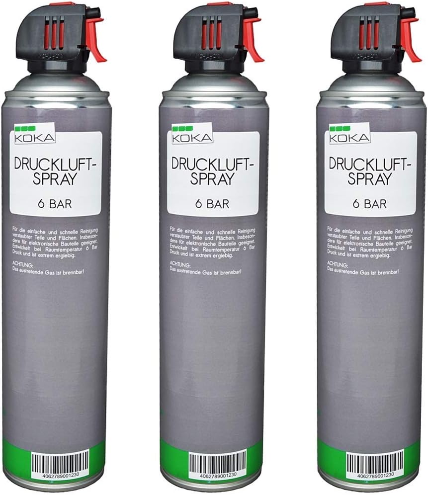 KOKA Druckluftspray 6 Bar 600ml AllzweckReiniger mit Röhrchen extragroß x 3 Amazon.de