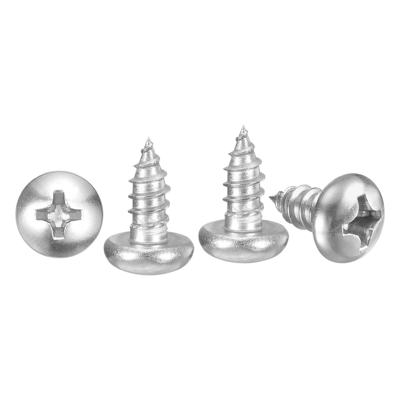 METALLIXITY Phillips Pan Head Self Tapping Screws(#12x1/2") 60Pcs, 304 Stainless Steel Self Drilling Screw for Metal Wood Plastic, for Cabinet Wall Shutter Plate Rock Furniture, Silver Tone — image 1