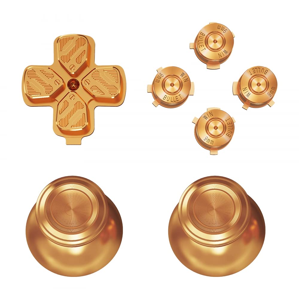 eXtremeRate Metal Thumbsticks Przyciski Dpad ABXY dla ps5 Controller, Zamiennik Zestawu Niestandardowego Aluminiowe Analogowe Drążki & Przyciski Akcji & Klawisze Kierunkowe dla ps5 controller - Złoto