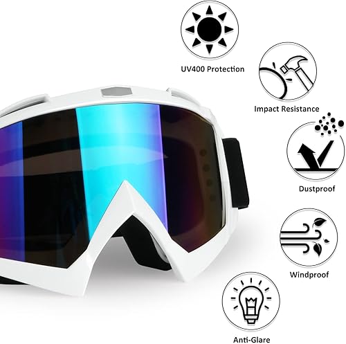 Miniatura 2 de Gafas de motocross, gafas de motocicleta para hombres, mujeres y jóvenes, a prueba de viento y polvo, diseño OTG, para carreras de esquí (armazón
