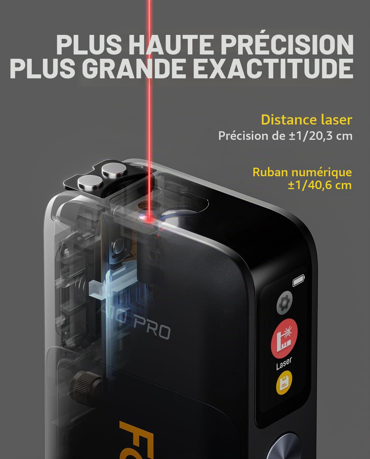 Fanttik A10 Pro Mètre ruban laser numérique 2 en 1 pour distance/zone/volume