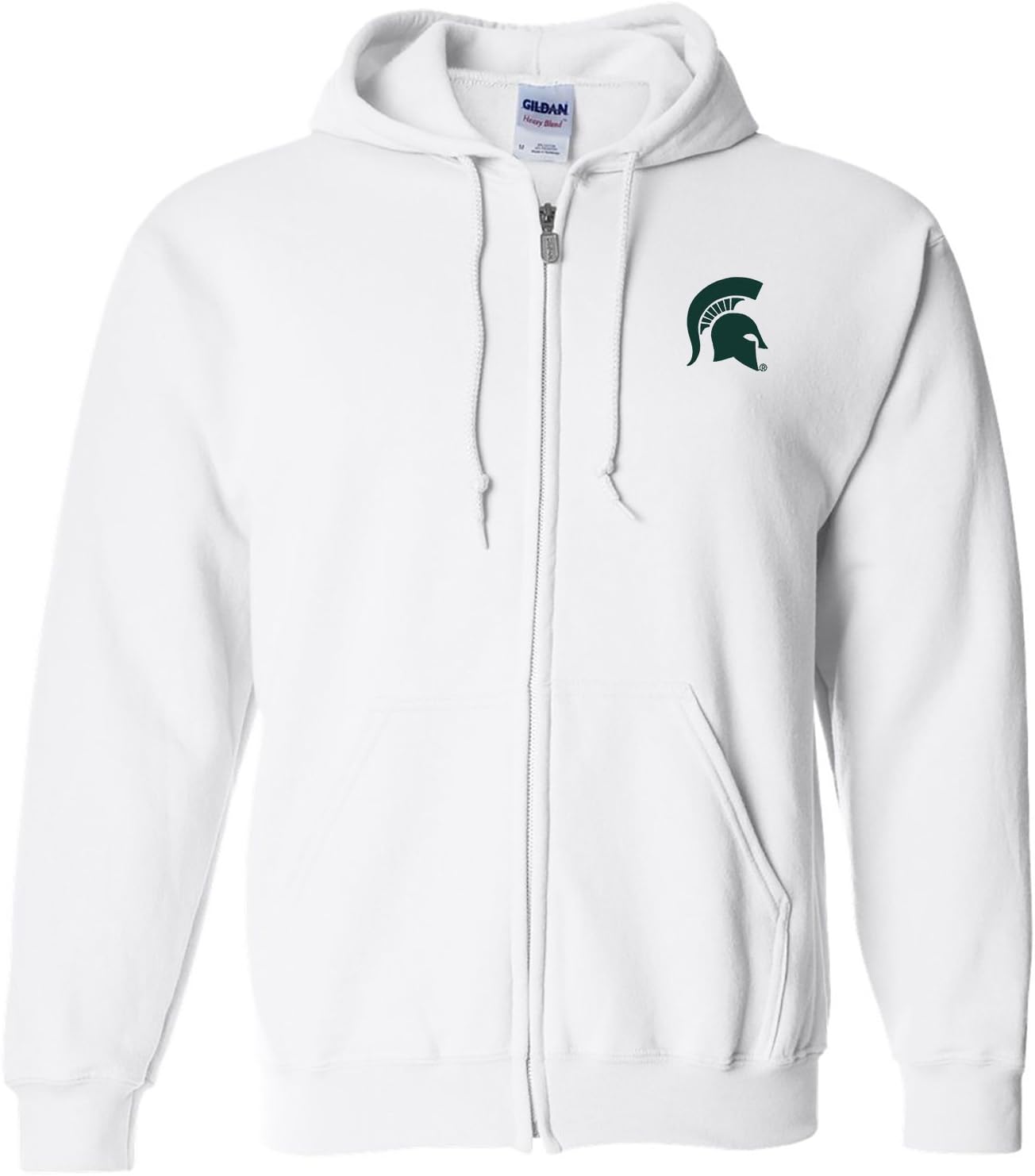 UGP Campus Apparel AZ07 - Michigan State Spartans Primary Logo Left Chest Full Zip Hoodie - Small - White