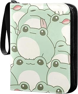 SDMKA Cute Frog Pattern Card Binder 4-Pocket, 400 Pockets Trading Cards Holder Games Card Albums Storage Organizer Case for Football, Baseball Cards
