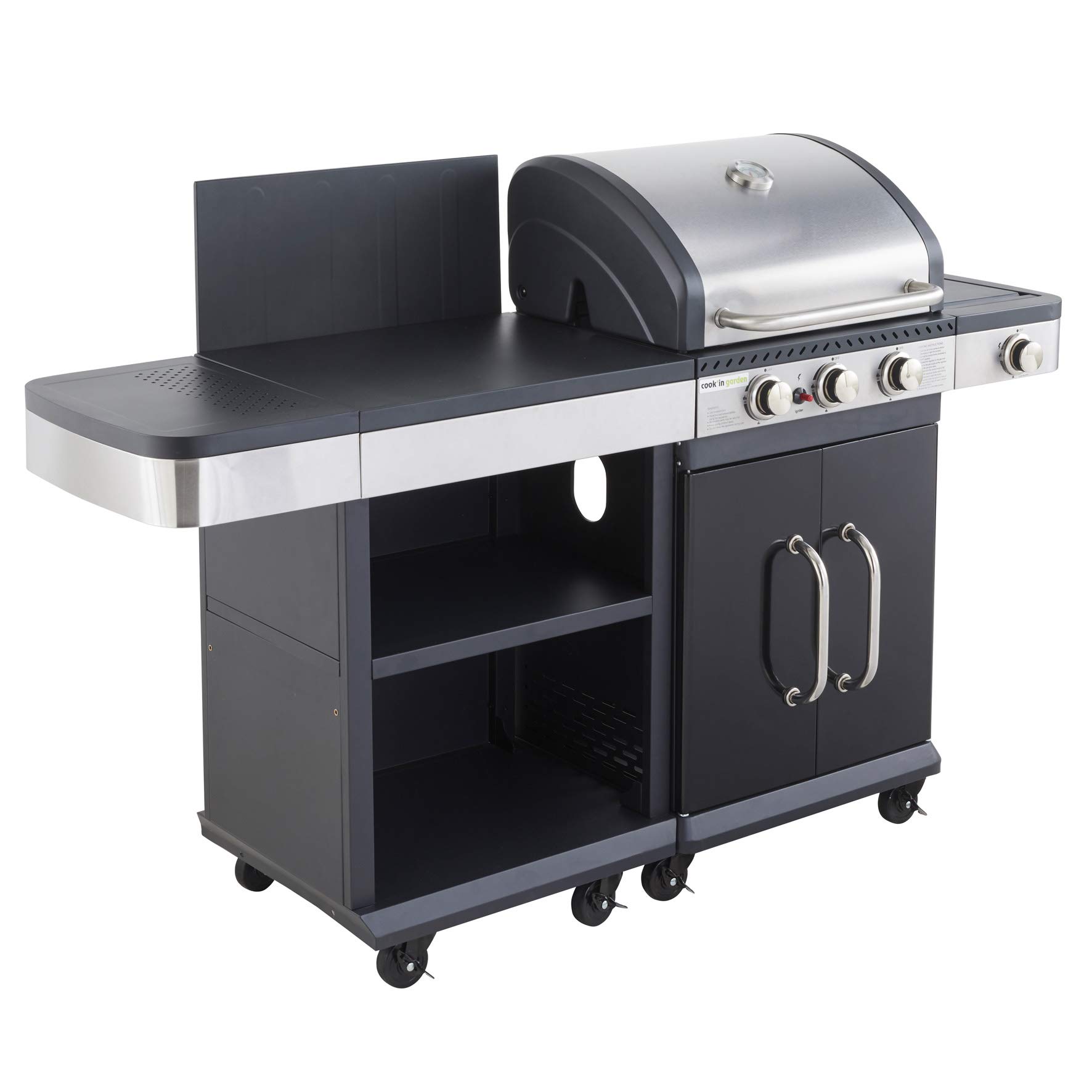 Barbecue Gaz FLAVO – Cook'in Garden – 3 Brûleurs, 8,4 KW – Plancha + Grille – 10 Couverts – Design Trophée IF