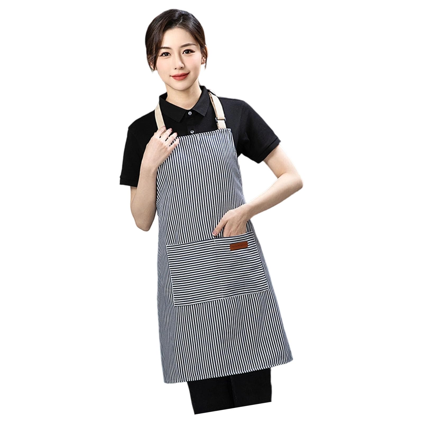 Tsophreniq Classical Striped Kitchen Apron with Adjustable Neckstrap Breathable Polycotton Apron for Cooking Baking and Grilling Stain Resistantes Cotton