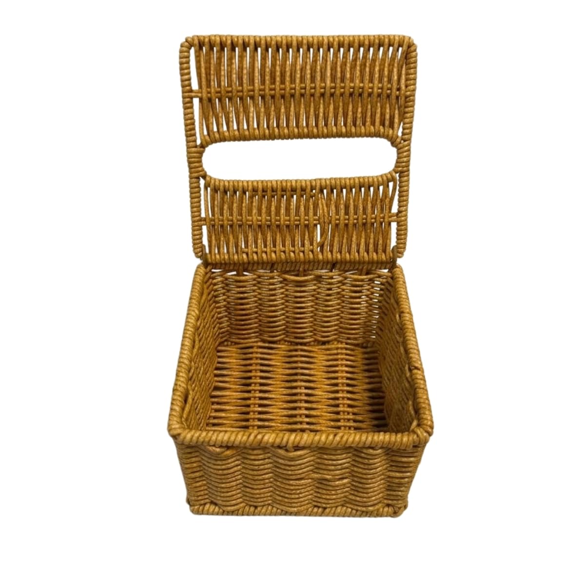 DEİNHAUS Kapaklı Hasır Peçetelik Kutu 13x13x9 cm Doğal Rattan Peçete Saklama Kutusu