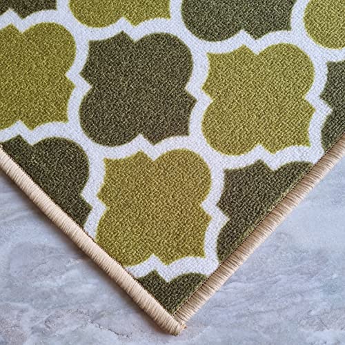 Image of Matz&More Trellis Islamic Floor Mat | 40x60 CM | Two Toned Olive | Nylon Tufted Gel Baking Anti-Slip | Doormat for Home Entrance, Kitchen & Bedroom