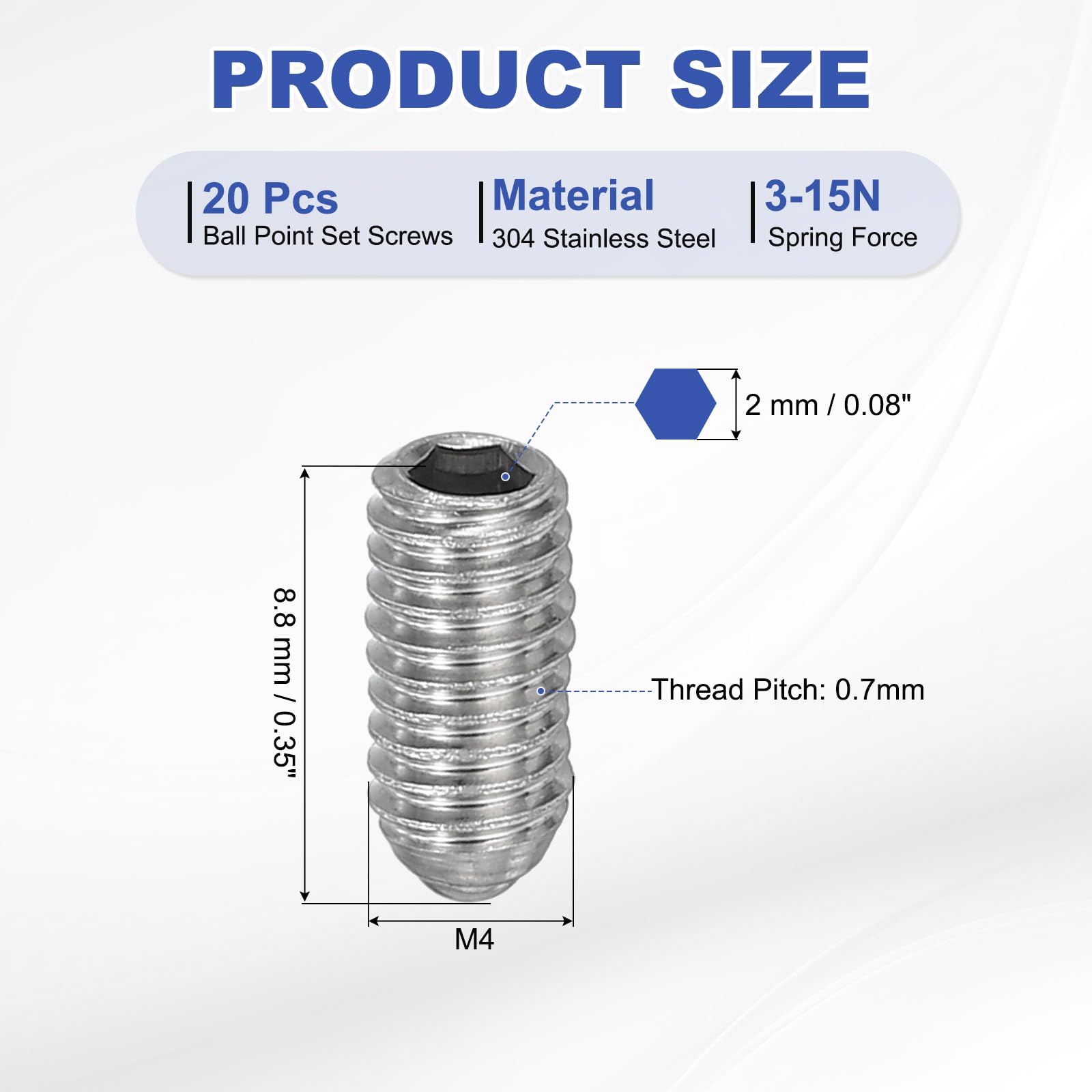 PATIKIL M4x8mm Ball Point Set Screws - Image 2