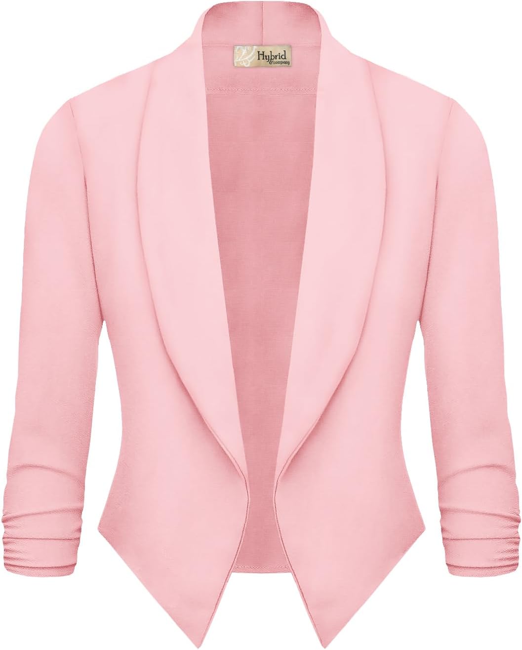 Hybrid & Company Women's Office Blazer Jacket | Nylon ponte de roma fabric, open front design, tailored fit, versatile style for office, work, and casual business wear