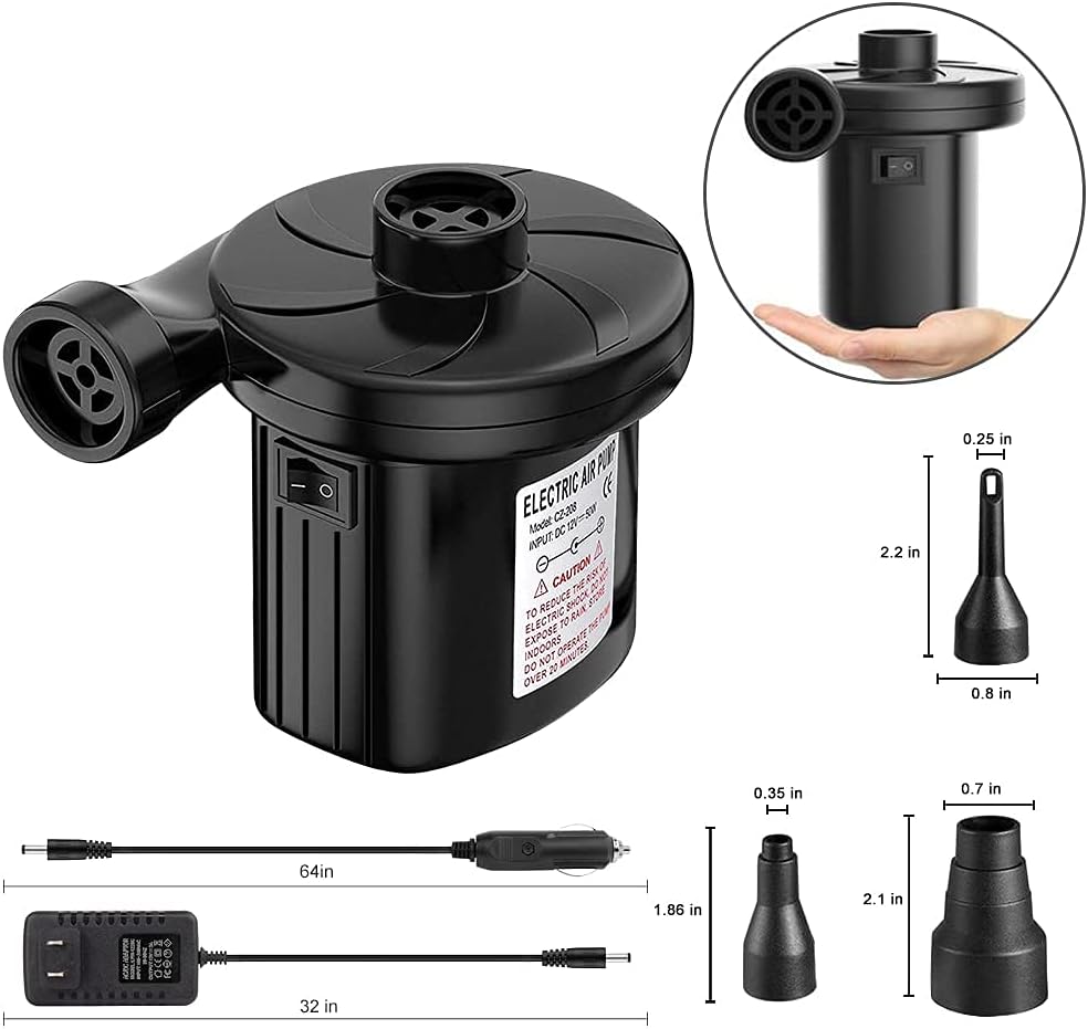 Electric Air Bed Pump for Inflatables, Air Pump for Air Mattress,Air
