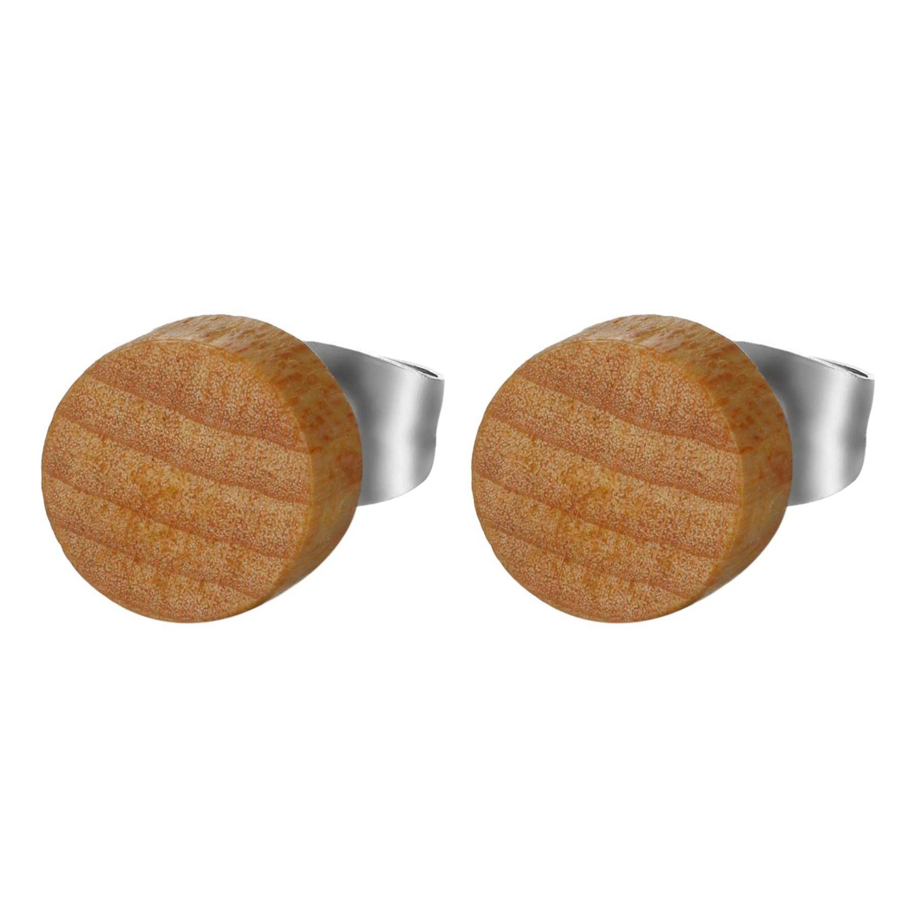Cupimatch Cupimatch - Juego de 3 pares de pendientes de acero inoxidable para mujer y hombre, diseño de madera, color café y negro
