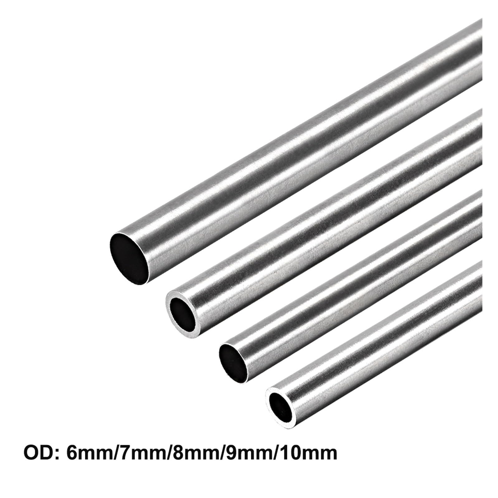 Kupferrohr, 2 Stück nahtlose, gerade Rundrohre aus Edelstahl 304 mit 6 mm, 7, 8, 9 und 10 Außendurchmesser, Länge 250(10mm x 0.8mm)