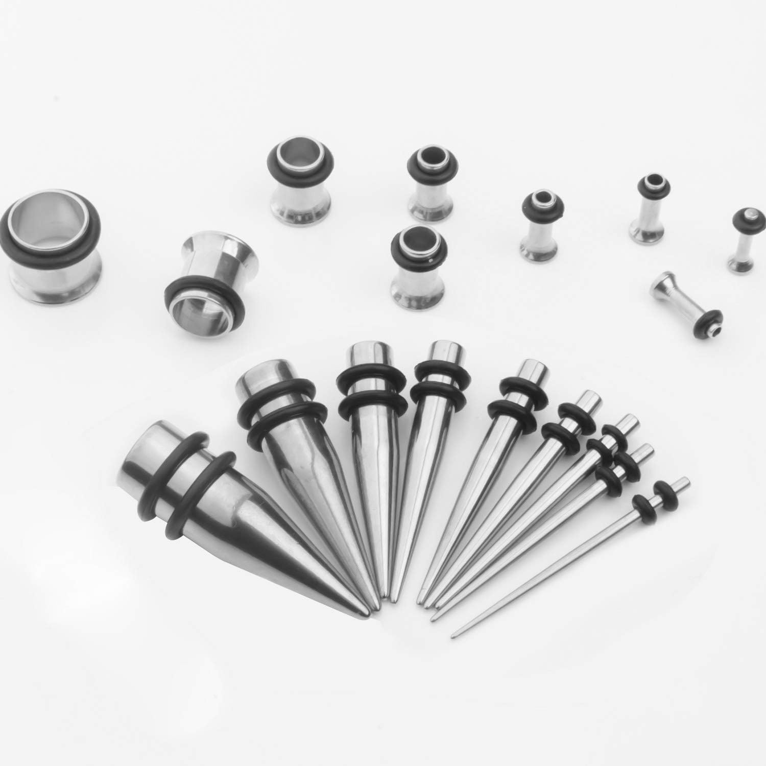 14G-00G 36pcs Ear Gauges Stretching Kit Surgical Steel Tapers Tunnels Plugs Piercing Set Body Jewelry thumbnail