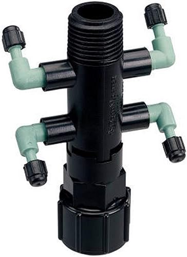 Miniatura 1 de Orbit Paquete de 2 adaptadores de arbustos para sistema de goteo Colector de riego de 4 puertos para tubo de 14 de..