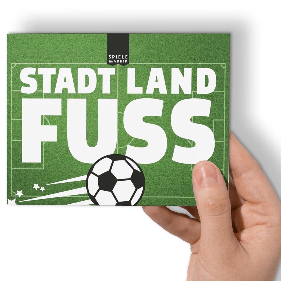Stadt Land Fluss Fußball MINI Fussball Ratespiel für Fußballfans Quiz mit 12 Kategorien zu Spielern WM UVM | Spiele-Klassiker Partyspiel, Reisespiel, Geschenk-Idee DIN A6-Block mit 50 Blatt