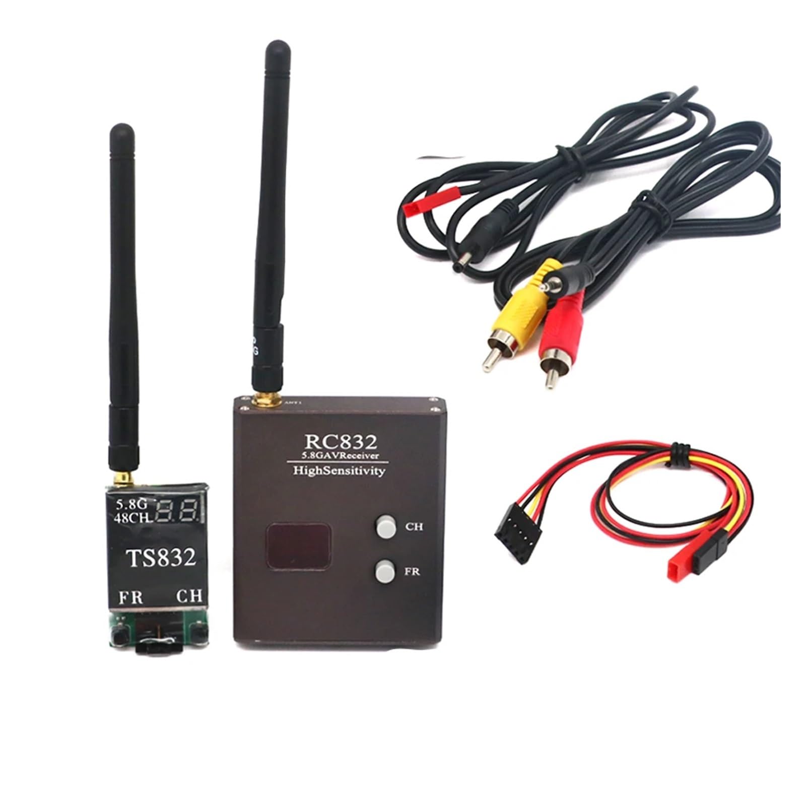Récepteur Émetteur AV sans Fil TS832/RC832/RC832H 48 Canaux/40 Canaux 5,8 GHz 600 MW 5 Km for Avion Multicopter FPV RC Quadcopter(RC832H)