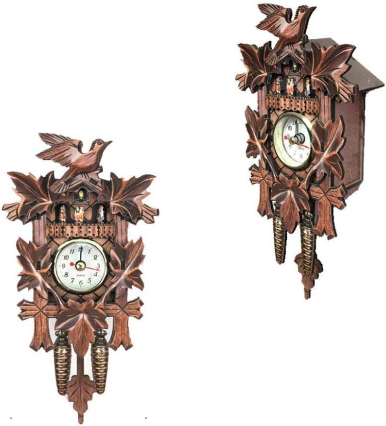 Wooden Cuckoo Clock, Quartz Clock, Traditional Chalet Black Forest House Clock Handcrafted Wooden Wall Pendulum Multi Scenario Application (M) (O)