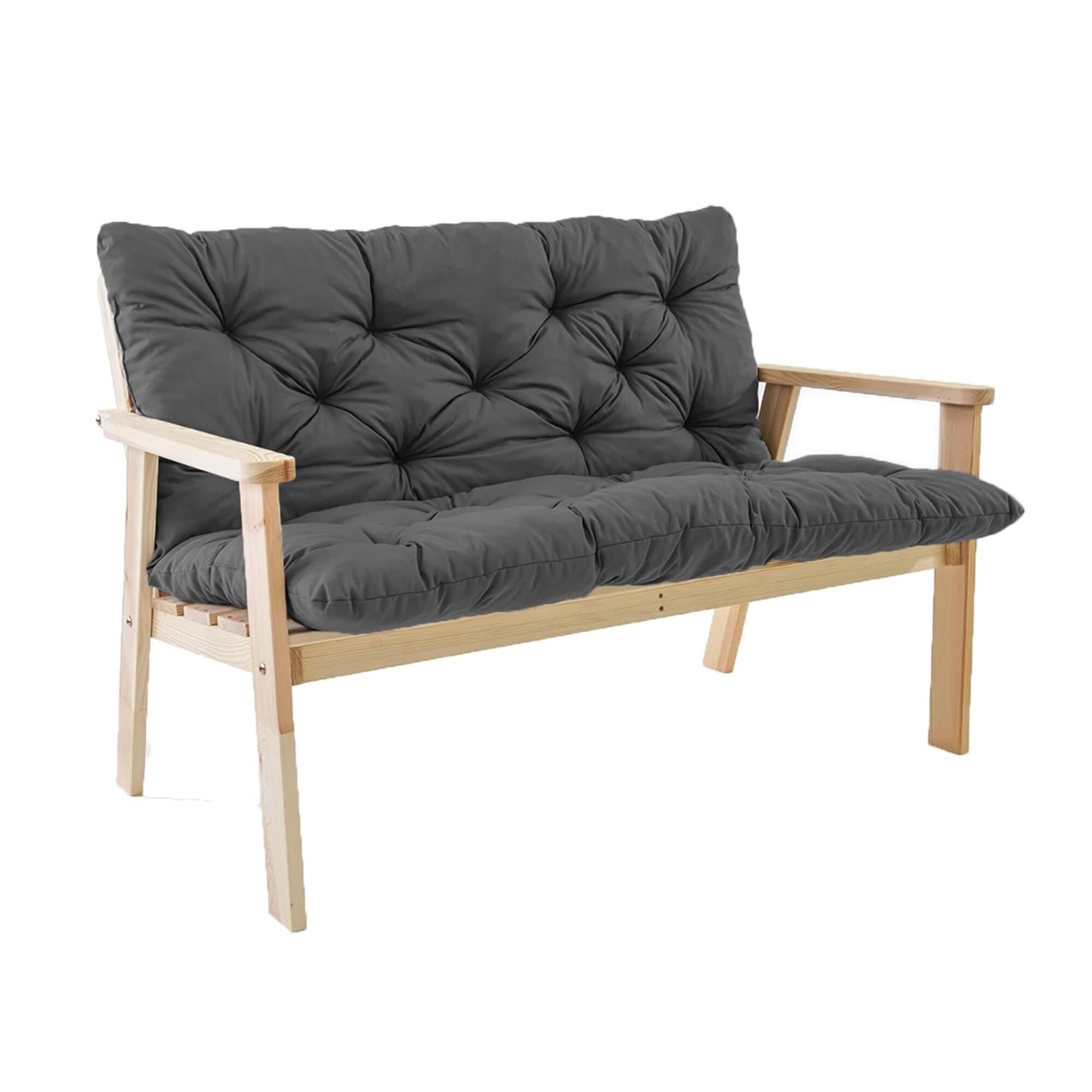 Cojín para banco de jardín, columpio, con respaldo, de 2 o 3 plazas, cojín de repuesto antideslizante para interior y exterior, patio y jardín, 100 x 100 x 8 cm, color marrón (gris oscuro, 150 x 100 x