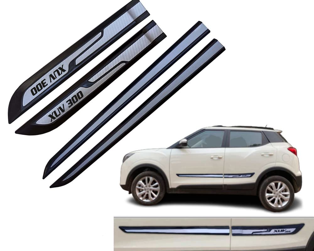 Car Door Side Beading Moulding Silver Black Colour Compatible for Mahindra XUV 300 Set of 4 Pieces-image-49