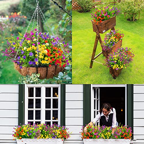 16 Bundles Artificial Flowers For Outdoors Fake Plastic Plants Faux Shrubs Greenery Wheat Grass Uv Resistant For Spring Summer Garden Patio Window Box Office Table Kitchen Home Decoration #TOP4