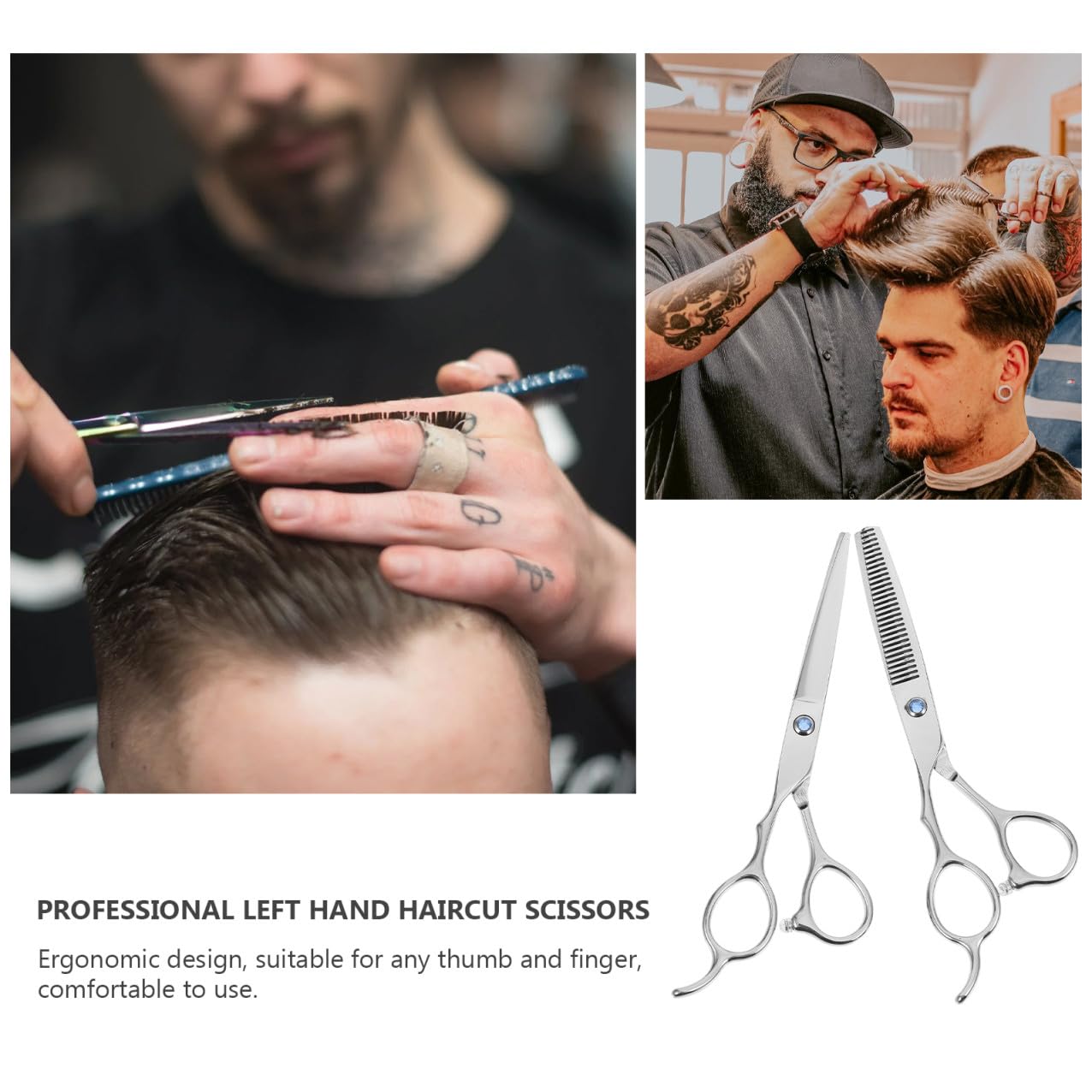 Healeved Ciseaux de Coiffure Argenté 2 Pièces en Acier Inoxydable Ensemble Professionnel Poignée Créative Anti-accroche pour Gauchers pour Usage Amateur et Professionnel