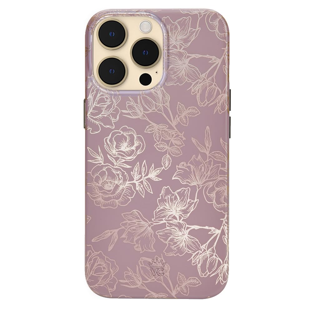 VELVET CAVIAR for iPhone 14 Pro Max Case Floral - Compatible with MagSafe - 10ft Drop Tested - Purple, Rose Gold Flowers