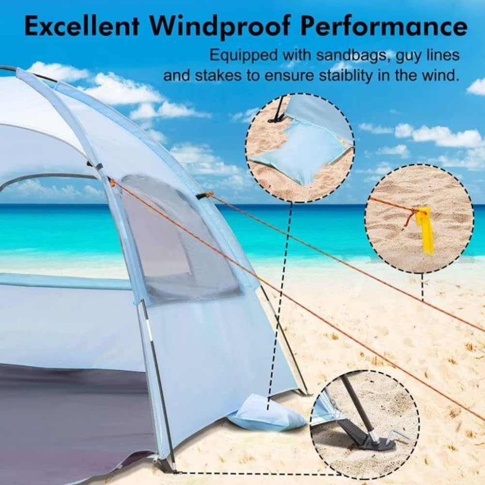 Besttoolifes Tenda da spiaggia portatile, 210 x 140 cm, colore: Verde