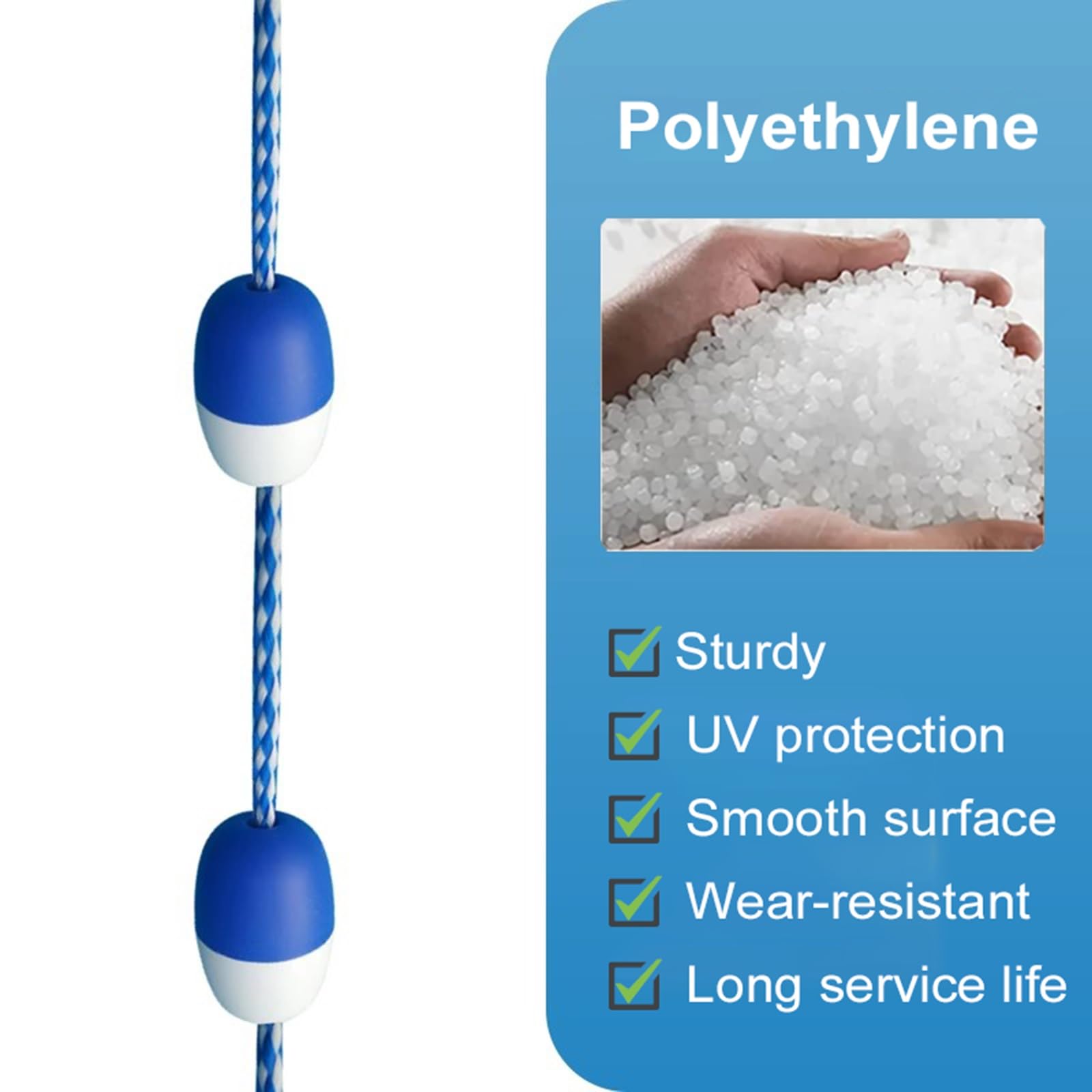 corde de séparation de sécurité pour piscine Corde de Séparation de Piscine avec Les Kits Flotteur Bleu Blanc, Sécurité Ligne Flottante pour Séparer la Zone D'eau Profonde et Peu Profonde ( Size : 10m