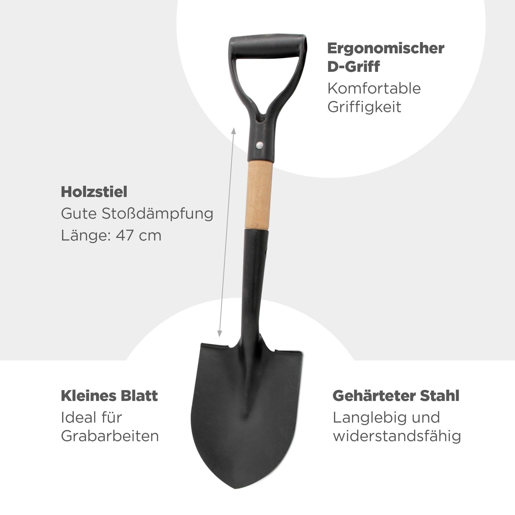 blizz-z Spatenschaufel kompakt mit D-Griff und robustem Holzstiel