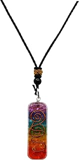Metatron Cube Orgonite Mixed Chakra Orgone Pendant Variations – Revitalization and Relaxation Chi Energy Enhancing Crystal Necklace Tesla Coil Ezina Designs Meditation Collection (Rainbow Healing Rod)