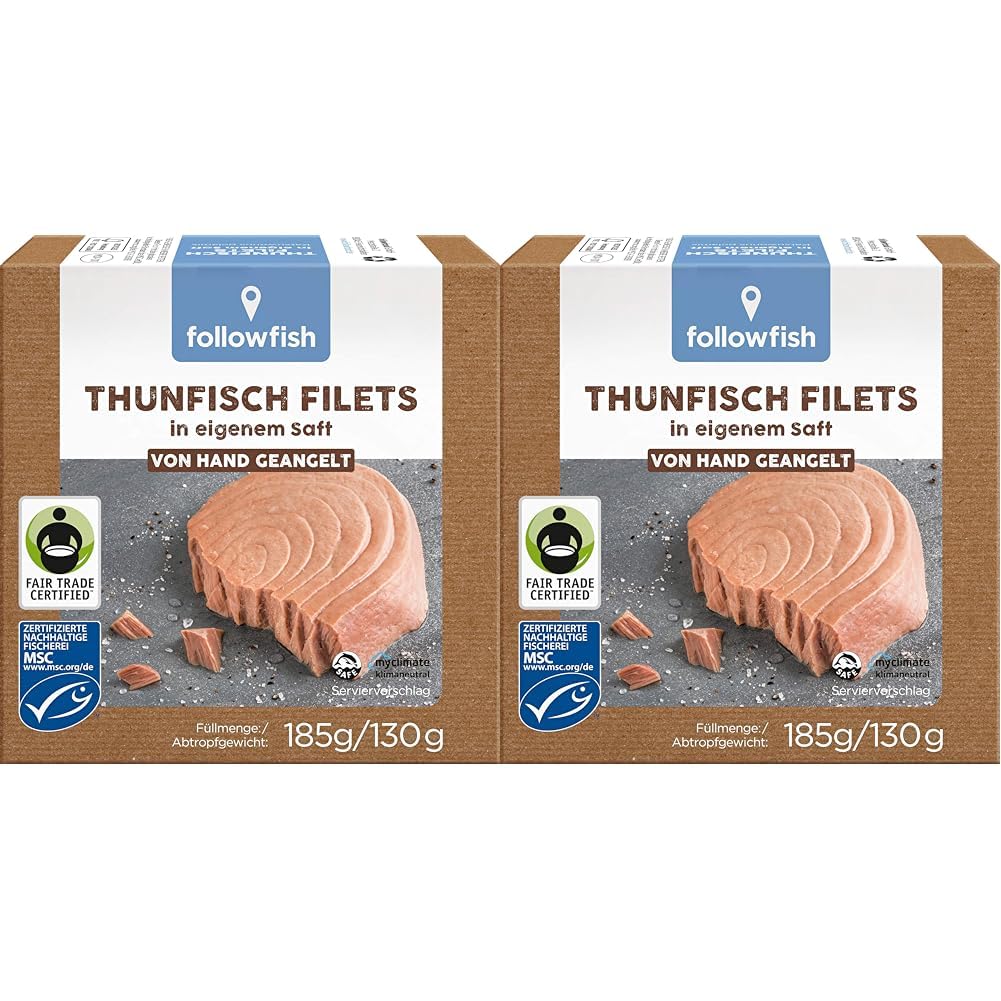 followfish MSC Thunfisch Filets im eigenen Saft, 185 g (Packung mit 2)