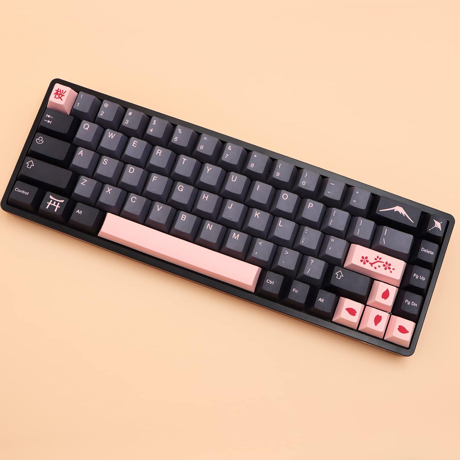 MOLGRIA Keycaps 136 Set Night Sakura for Full Sized Keyboard, Custom PBT Cherry Profile Key Caps with Keycap Puller for Cherry MX 104/87/68/61 60 Percent ANSI/ISO Layout Keyboard